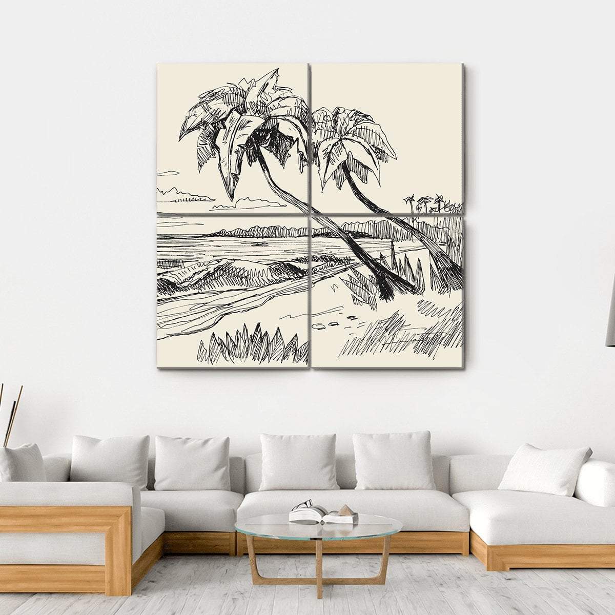 Hand Drawn Picture Canvas Wall Art-4 Square-Gallery Wrap-17" x 17"-Tiaracle