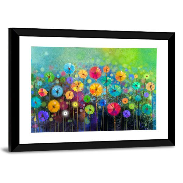 Hand Painted Colorful Flowers Canvas Wall Art-3 Horizontal-Gallery Wrap-25" x 16"-Tiaracle