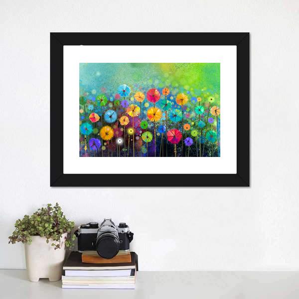 Hand Painted Colorful Flowers Canvas Wall Art-1 Piece-Framed Print-20" x 16"-Tiaracle