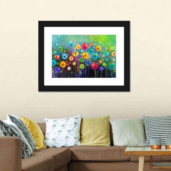 Hand Painted Colorful Flowers Canvas Wall Art-3 Horizontal-Gallery Wrap-25" x 16"-Tiaracle