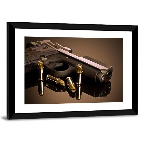Handgun & Hollow Points Canvas Wall Art-3 Horizontal-Gallery Wrap-25" x 16"-Tiaracle