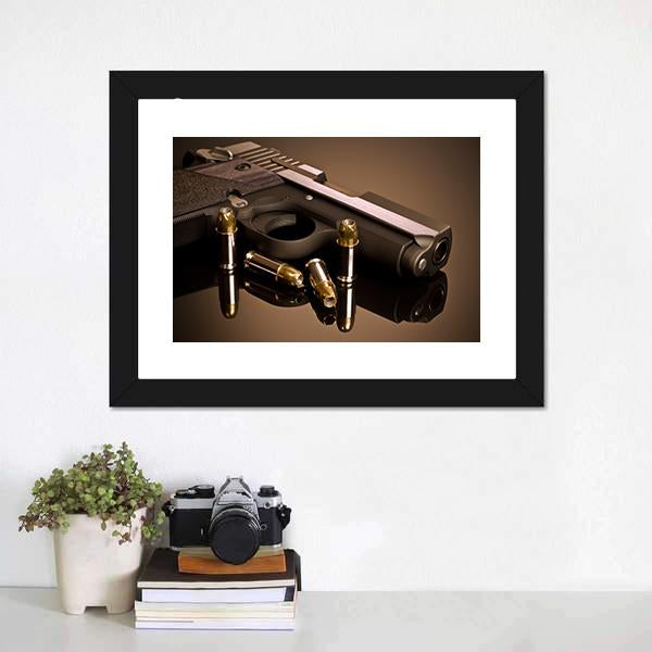 Handgun &amp; Hollow Points Canvas Wall Art-1 Piece-Framed Print-20" x 16"-Tiaracle