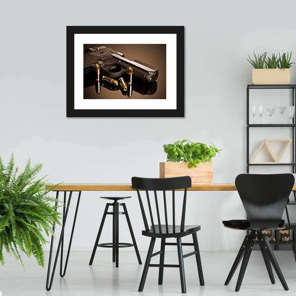 Handgun & Hollow Points Canvas Wall Art-3 Horizontal-Gallery Wrap-25" x 16"-Tiaracle