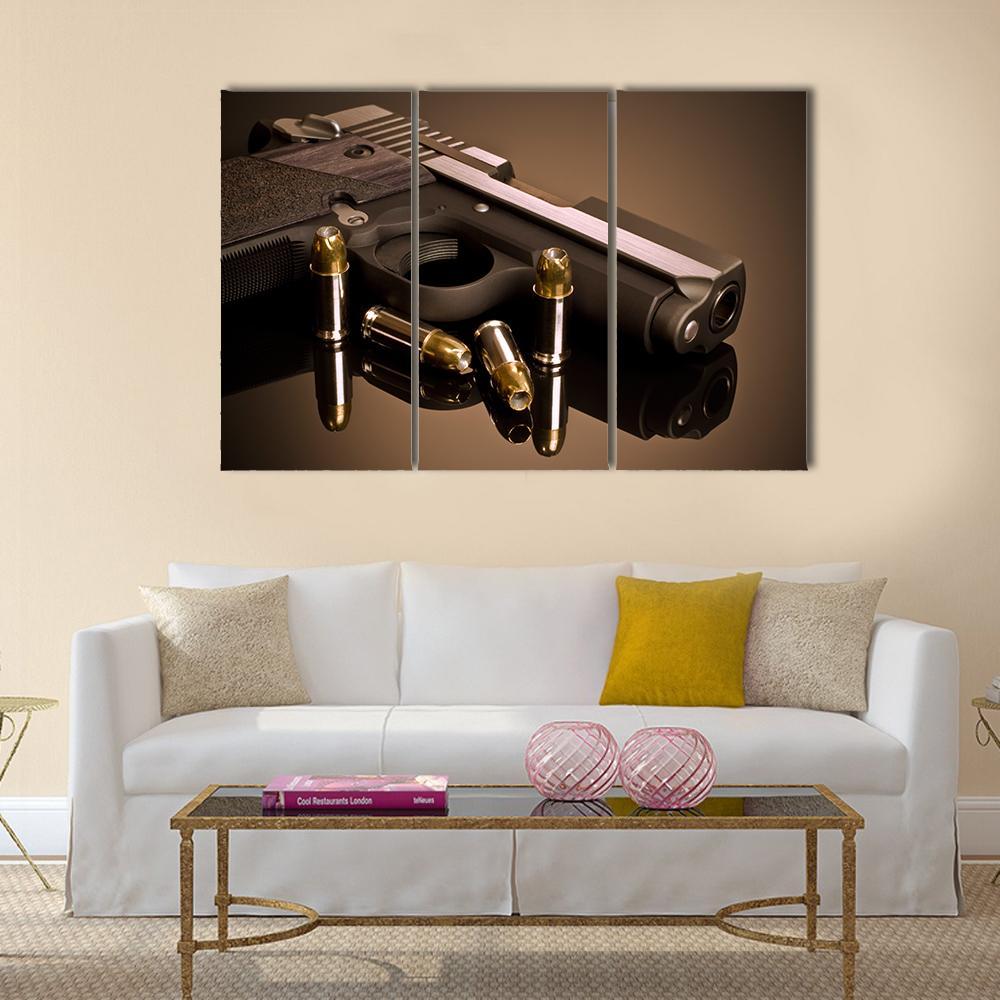 Handgun & Hollow Points Canvas Wall Art-3 Horizontal-Gallery Wrap-37" x 24"-Tiaracle