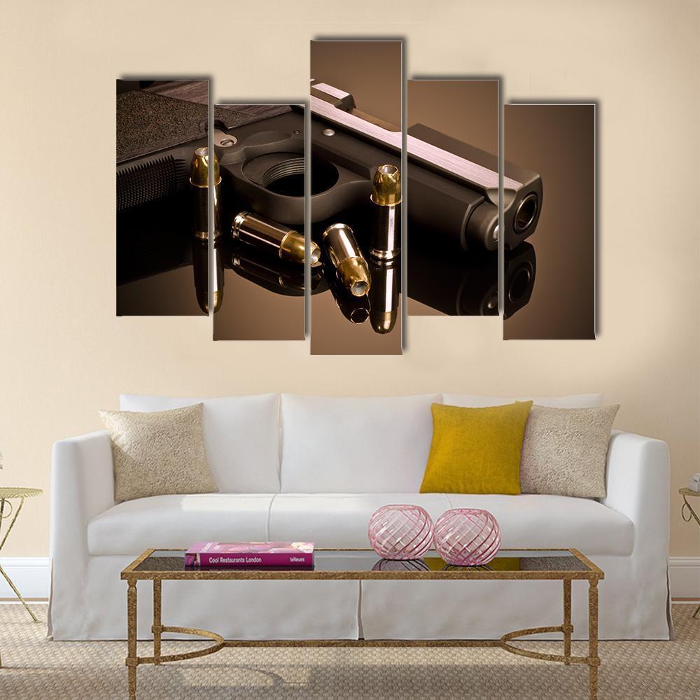 Handgun & Hollow Points Canvas Wall Art-5 Pop-Gallery Wrap-47" x 32"-Tiaracle