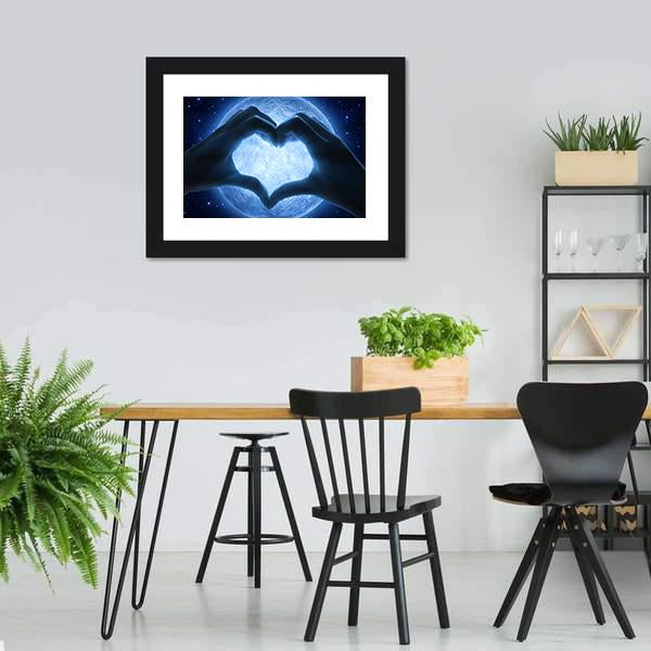 Hands Heart &amp; Moon Canvas Wall Art-3 Horizontal-Gallery Wrap-25" x 16"-Tiaracle