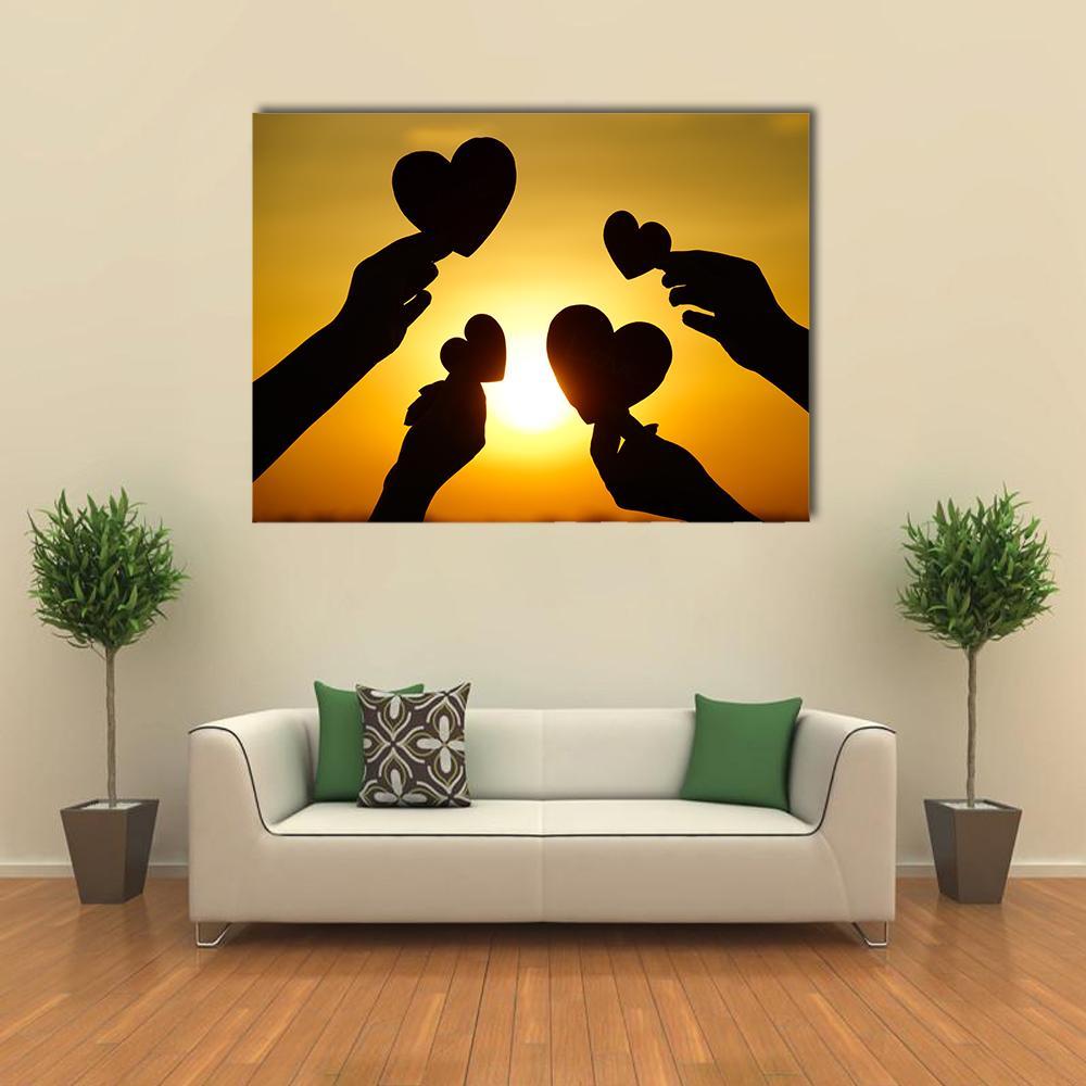 Hands Holding Hearts Canvas Wall Art-4 Horizontal-Gallery Wrap-34" x 24"-Tiaracle