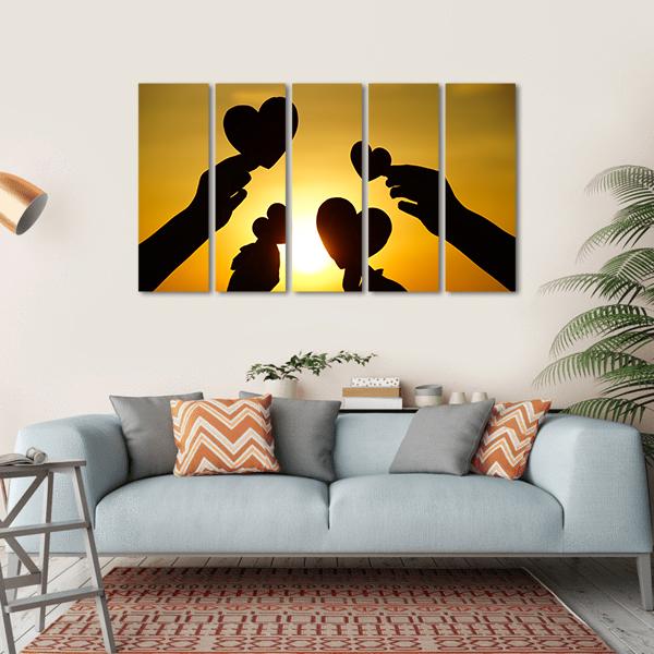 Hands Holding Hearts Canvas Wall Art-5 Horizontal-Gallery Wrap-22" x 12"-Tiaracle