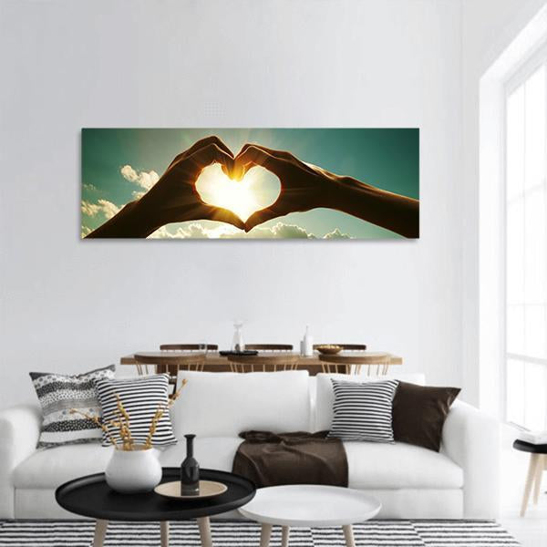 Hands Showing Love Panoramic Canvas Wall Art-1 Piece-36" x 12"-Tiaracle