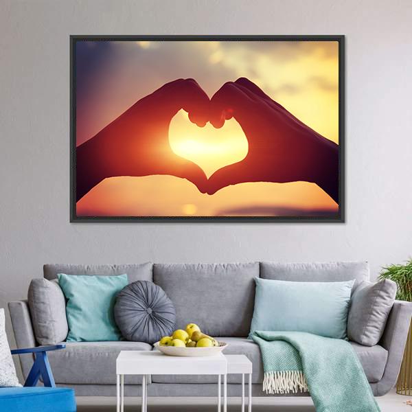 Hands Making Heart Shape Canvas Wall Art-5 Horizontal-Gallery Wrap-22" x 12"-Tiaracle