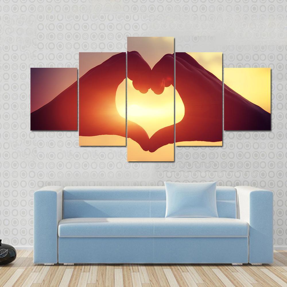 Hands Making Heart Shape Canvas Wall Art-5 Pop-Gallery Wrap-47" x 32"-Tiaracle