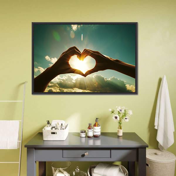 Hands Showing Love Canvas Wall Art-1 Piece-Floating Frame-36" x 24"-Tiaracle