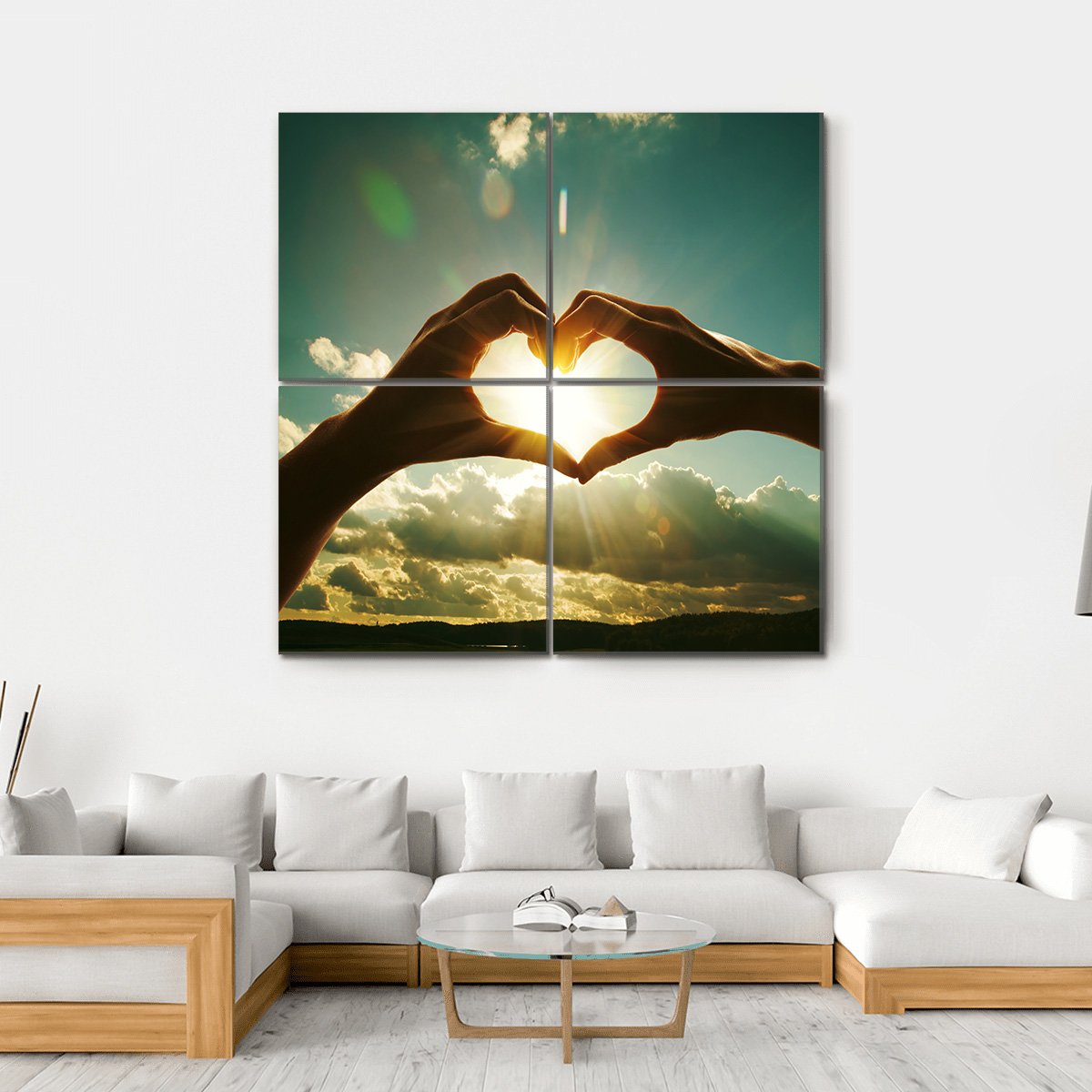 Hands Showing Love Canvas Wall Art-4 Square-Gallery Wrap-17" x 17"-Tiaracle