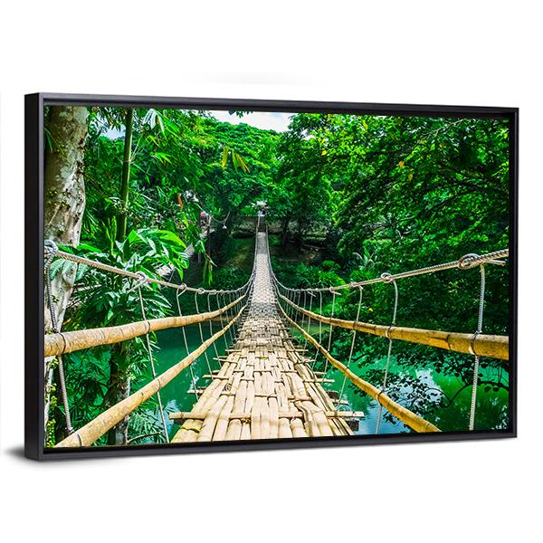 Hanging Bamboo Bridge Canvas Wall Art-3 Horizontal-Gallery Wrap-25" x 16"-Tiaracle
