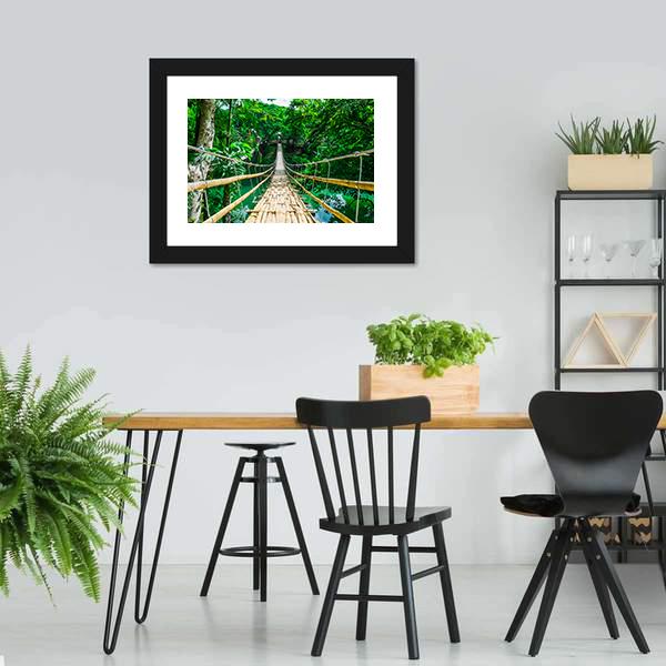 Hanging Bamboo Bridge Canvas Wall Art-3 Horizontal-Gallery Wrap-25" x 16"-Tiaracle