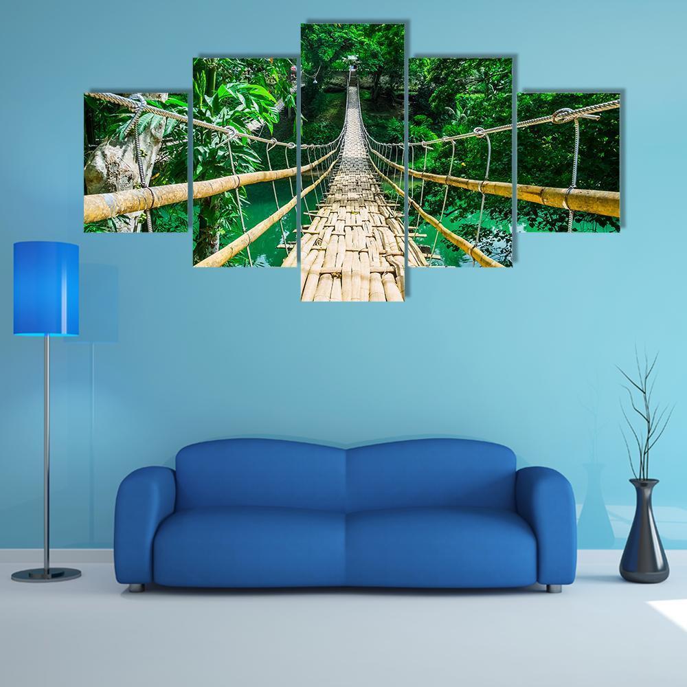 Hanging Bamboo Bridge Canvas Wall Art-5 Star-Gallery Wrap-62" x 32"-Tiaracle