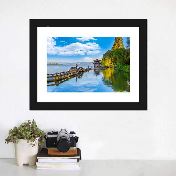 Hangzhou West Lake Canvas Wall Art-1 Piece-Framed Print-20" x 16"-Tiaracle