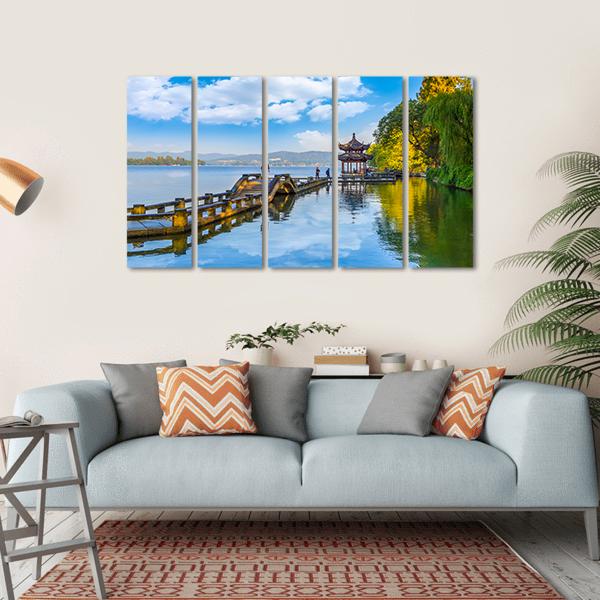 Hangzhou West Lake Canvas Wall Art-5 Horizontal-Gallery Wrap-22" x 12"-Tiaracle