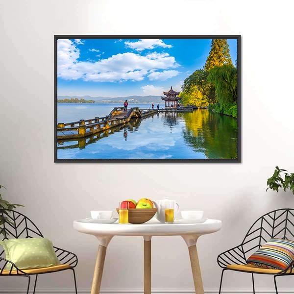 Hangzhou West Lake Canvas Wall Art-3 Horizontal-Gallery Wrap-25" x 16"-Tiaracle