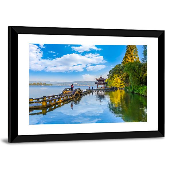 Hangzhou West Lake Canvas Wall Art-3 Horizontal-Gallery Wrap-25" x 16"-Tiaracle