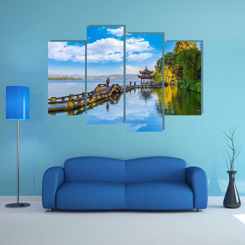 Hangzhou West Lake Canvas Wall Art-4 Pop-Gallery Wrap-50" x 32"-Tiaracle