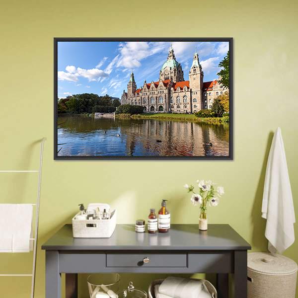 Hanover City Hall Canvas Wall Art-1 Piece-Floating Frame-24" x 16"-Tiaracle