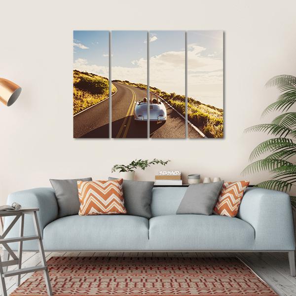 Happy Couple Driving Canvas Wall Art-4 Horizontal-Gallery Wrap-34" x 24"-Tiaracle