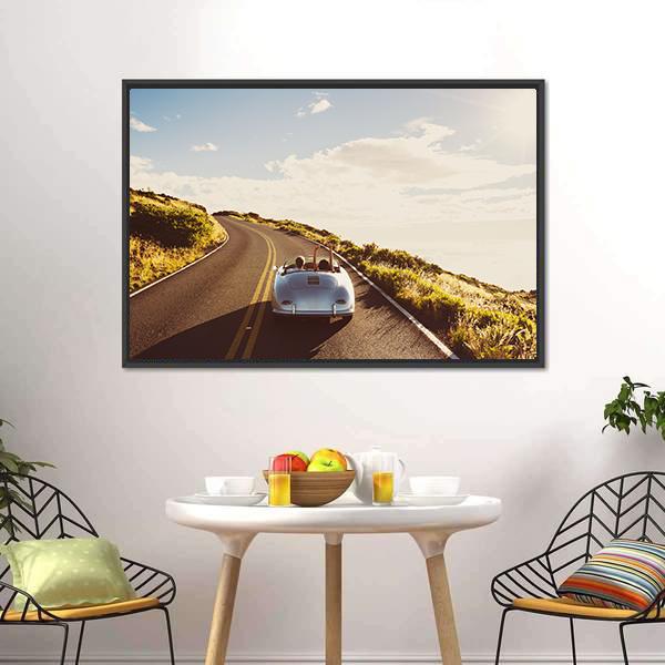 Happy Couple Driving Canvas Wall Art-3 Horizontal-Gallery Wrap-25" x 16"-Tiaracle