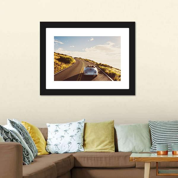 Happy Couple Driving Canvas Wall Art-3 Horizontal-Gallery Wrap-25" x 16"-Tiaracle