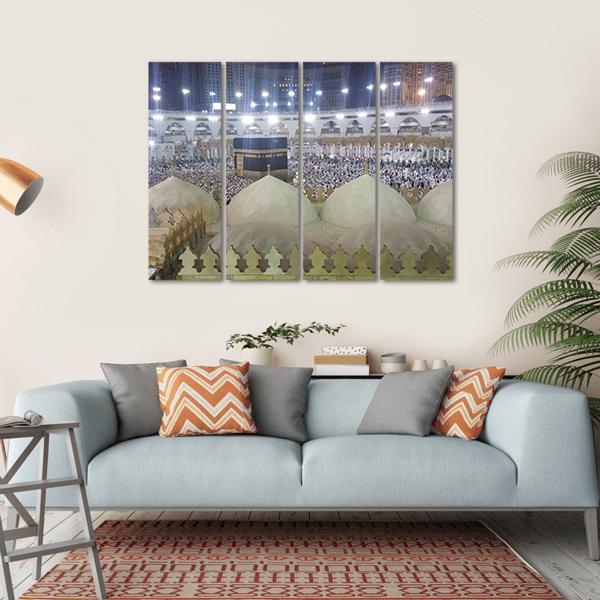 Haram Mosque Mecca Canvas Wall Art-4 Horizontal-Gallery Wrap-34" x 24"-Tiaracle