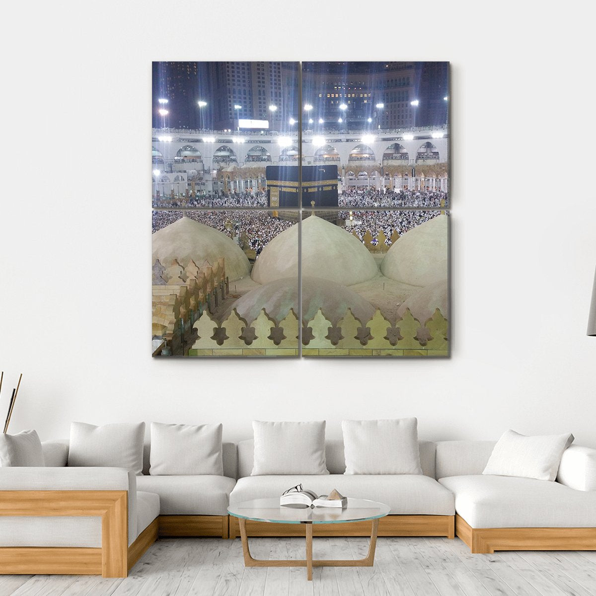 Haram Mosque Mecca Canvas Wall Art-4 Square-Gallery Wrap-17" x 17"-Tiaracle