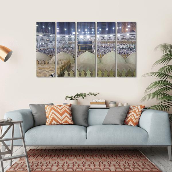 Haram Mosque Mecca Canvas Wall Art-5 Horizontal-Gallery Wrap-22" x 12"-Tiaracle