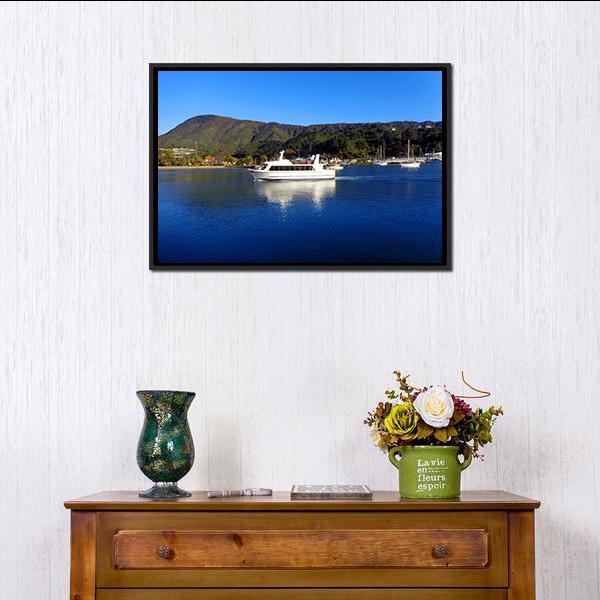 Harbor Of Picton New Zealand Canvas Wall Art-1 Piece-Floating Frame-24" x 16"-Tiaracle