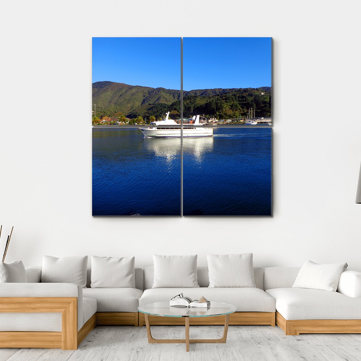 Harbor Of Picton New Zealand Canvas Wall Art-4 Square-Gallery Wrap-17" x 17"-Tiaracle
