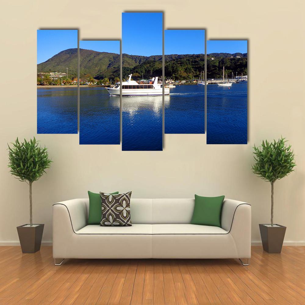 Harbor Of Picton New Zealand Canvas Wall Art-5 Pop-Gallery Wrap-47" x 32"-Tiaracle