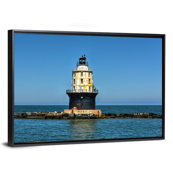 Harbor Of Refuge Lighthouse Canvas Wall Art-3 Horizontal-Gallery Wrap-25" x 16"-Tiaracle