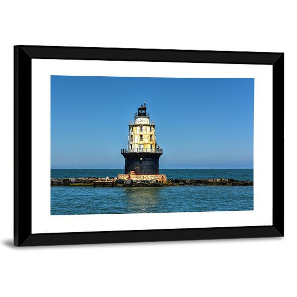 Harbor Of Refuge Lighthouse Canvas Wall Art-3 Horizontal-Gallery Wrap-25" x 16"-Tiaracle