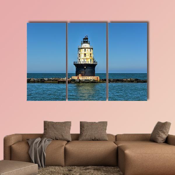 Harbor Of Refuge Lighthouse Canvas Wall Art-3 Horizontal-Gallery Wrap-37" x 24"-Tiaracle