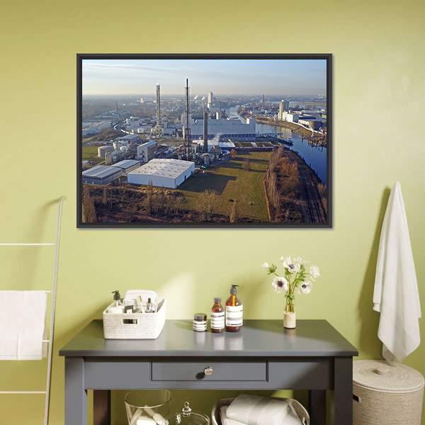 Harbour Of Krefeld Germany Canvas Wall Art-1 Piece-Floating Frame-24" x 16"-Tiaracle