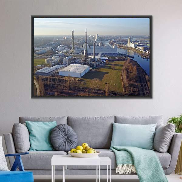 Harbour Of Krefeld Germany Canvas Wall Art-3 Horizontal-Gallery Wrap-25" x 16"-Tiaracle