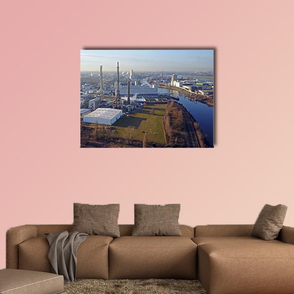 Harbour Of Krefeld Germany Canvas Wall Art-1 Piece-Gallery Wrap-48" x 32"-Tiaracle