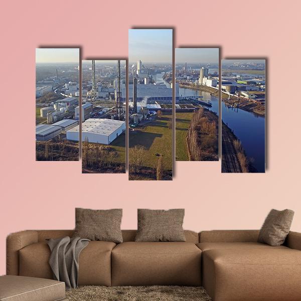 Harbour Of Krefeld Germany Canvas Wall Art-5 Pop-Gallery Wrap-47" x 32"-Tiaracle