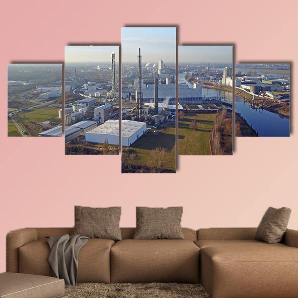 Harbour Of Krefeld Germany Canvas Wall Art-5 Star-Gallery Wrap-62" x 32"-Tiaracle