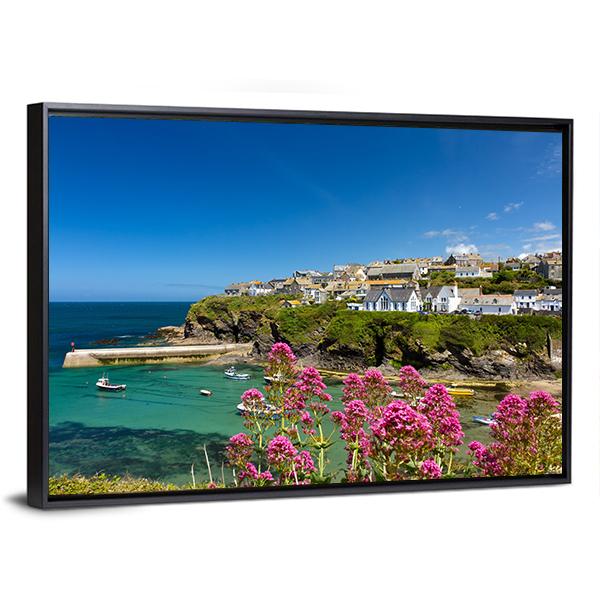 Harbour Of Port Isaac Cornwall Canvas Wall Art-5 Horizontal-Gallery Wrap-22" x 12"-Tiaracle