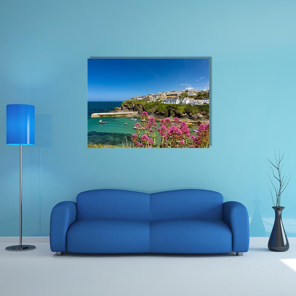 Harbour Of Port Isaac Cornwall Canvas Wall Art-4 Horizontal-Gallery Wrap-34" x 24"-Tiaracle