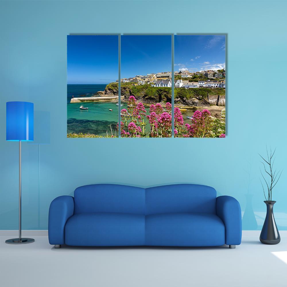 Harbour Of Port Isaac Cornwall Canvas Wall Art-3 Horizontal-Gallery Wrap-37" x 24"-Tiaracle