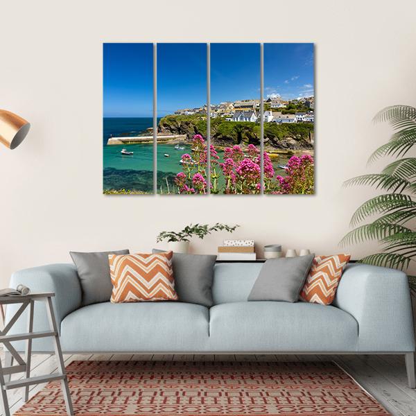 Harbour Of Port Isaac Cornwall Canvas Wall Art-4 Horizontal-Gallery Wrap-34" x 24"-Tiaracle