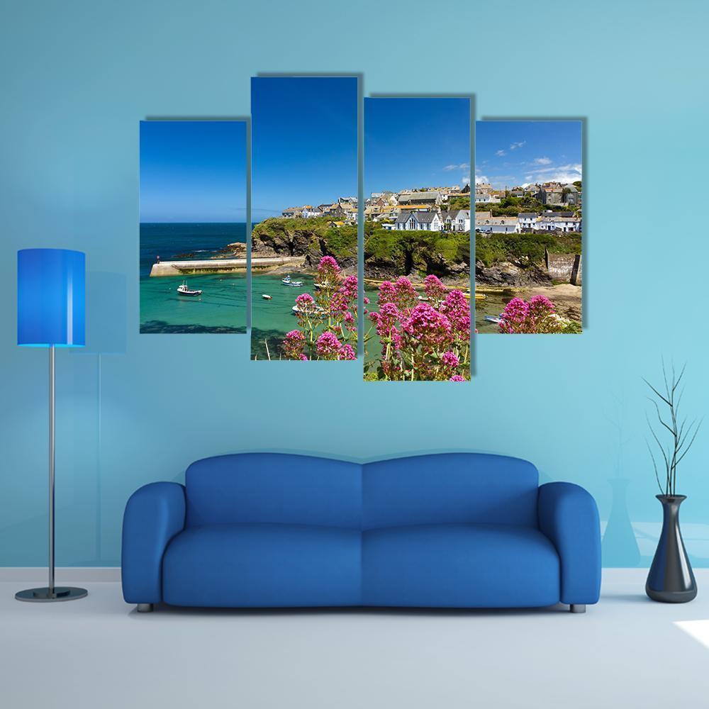 Harbour Of Port Isaac Cornwall Canvas Wall Art-4 Pop-Gallery Wrap-50" x 32"-Tiaracle