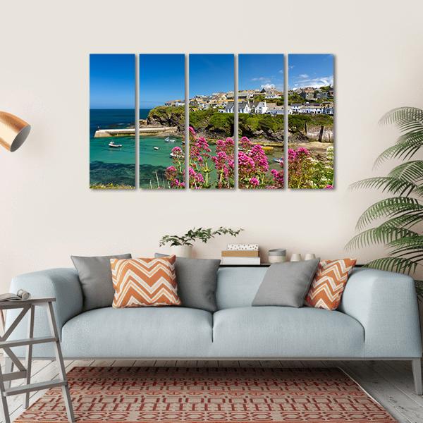 Harbour Of Port Isaac Cornwall Canvas Wall Art-5 Horizontal-Gallery Wrap-22" x 12"-Tiaracle