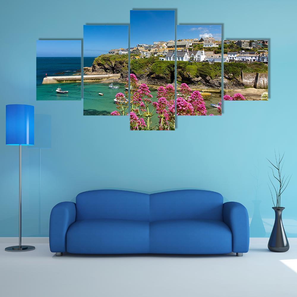 Harbour Of Port Isaac Cornwall Canvas Wall Art-4 Pop-Gallery Wrap-50" x 32"-Tiaracle